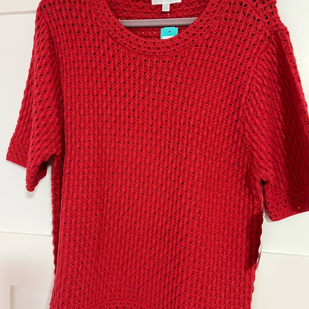 Design History Vibrant Red Textured Sweater